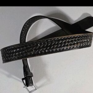 DUTYMAN  DUTY BELT Mens BLACK Basketweave Full Grain LEATHER BUCKLE & Hook 44 XL